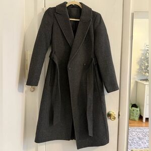 H&M Charcoal Double-Breasted Trench Coat